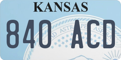 KS license plate 840ACD