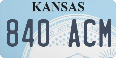 KS license plate 840ACM