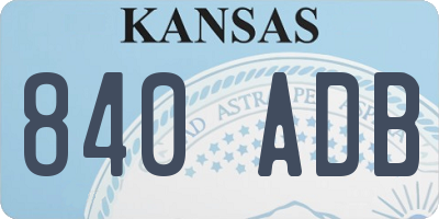 KS license plate 840ADB