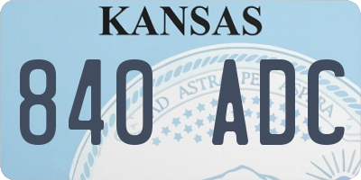 KS license plate 840ADC