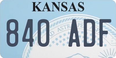 KS license plate 840ADF