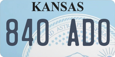 KS license plate 840ADO