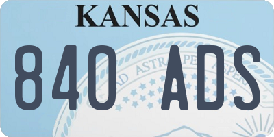 KS license plate 840ADS