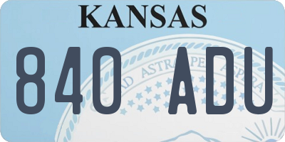 KS license plate 840ADU