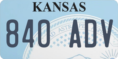 KS license plate 840ADV