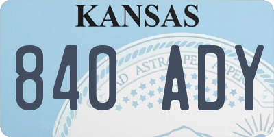 KS license plate 840ADY