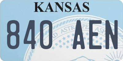 KS license plate 840AEN