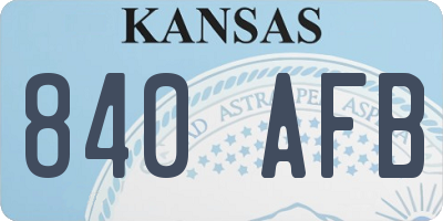 KS license plate 840AFB