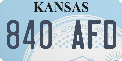 KS license plate 840AFD