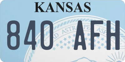 KS license plate 840AFH