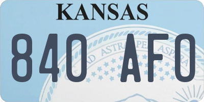 KS license plate 840AFO