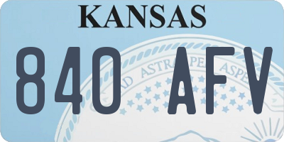KS license plate 840AFV