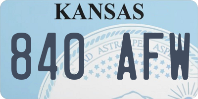 KS license plate 840AFW