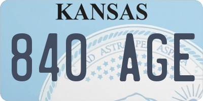 KS license plate 840AGE