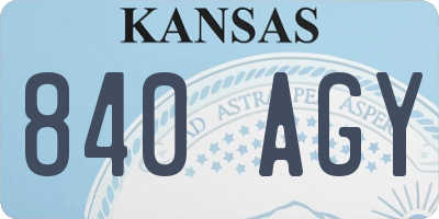 KS license plate 840AGY