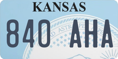 KS license plate 840AHA