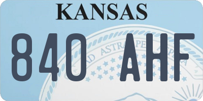 KS license plate 840AHF
