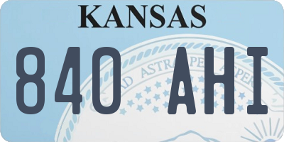 KS license plate 840AHI