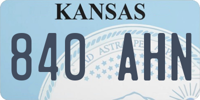 KS license plate 840AHN