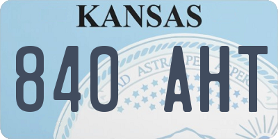 KS license plate 840AHT