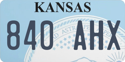 KS license plate 840AHX