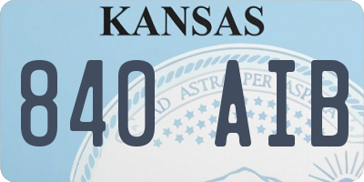 KS license plate 840AIB