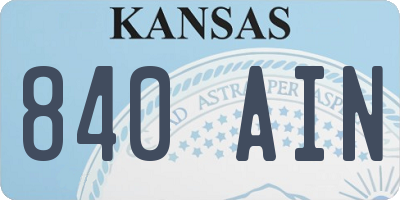 KS license plate 840AIN