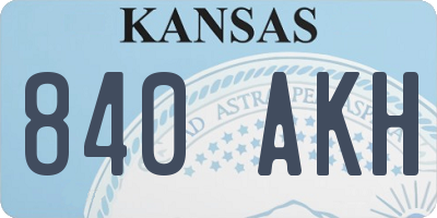KS license plate 840AKH