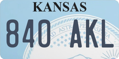 KS license plate 840AKL