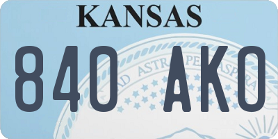KS license plate 840AKO