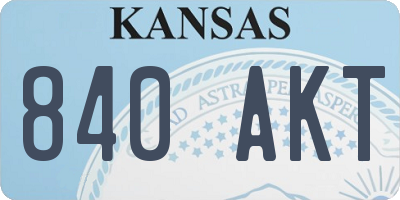 KS license plate 840AKT