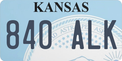 KS license plate 840ALK