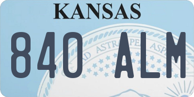 KS license plate 840ALM