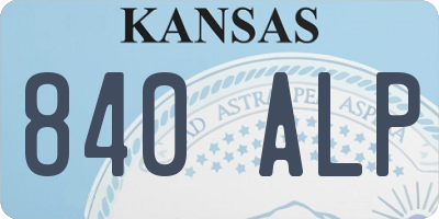 KS license plate 840ALP