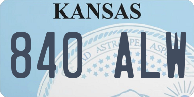 KS license plate 840ALW
