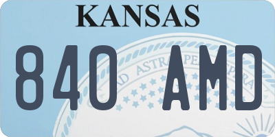 KS license plate 840AMD