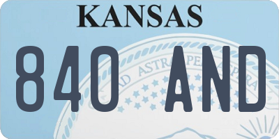 KS license plate 840AND