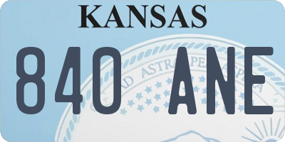 KS license plate 840ANE