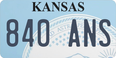KS license plate 840ANS