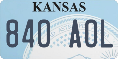 KS license plate 840AOL