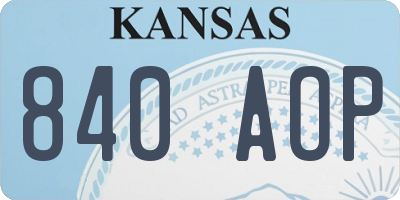 KS license plate 840AOP
