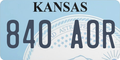 KS license plate 840AOR