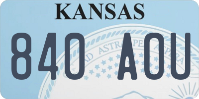 KS license plate 840AOU