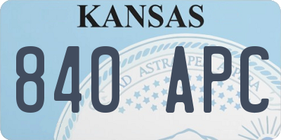 KS license plate 840APC