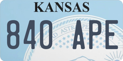 KS license plate 840APE