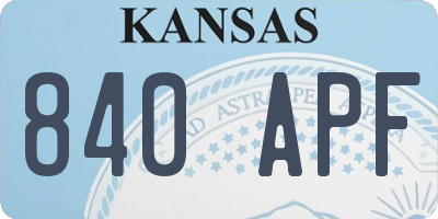 KS license plate 840APF