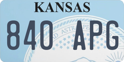 KS license plate 840APG
