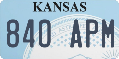 KS license plate 840APM
