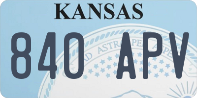 KS license plate 840APV