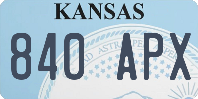 KS license plate 840APX